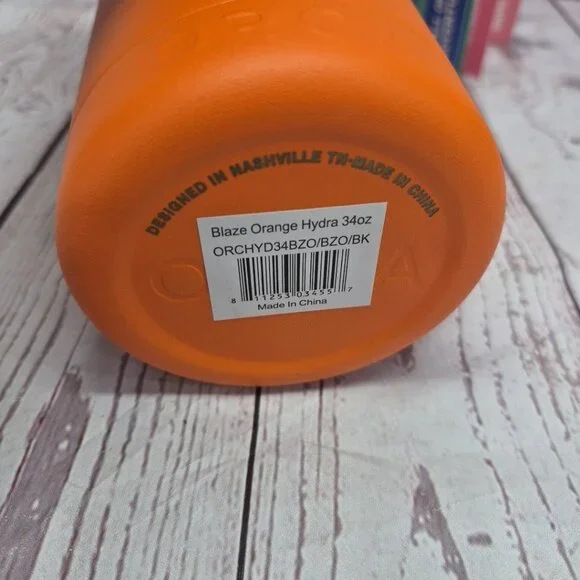 NWT ORCA HYDRA 34 oz Water Bottle Whale Tail Handle Blaze Orange - Picture 9 of 9